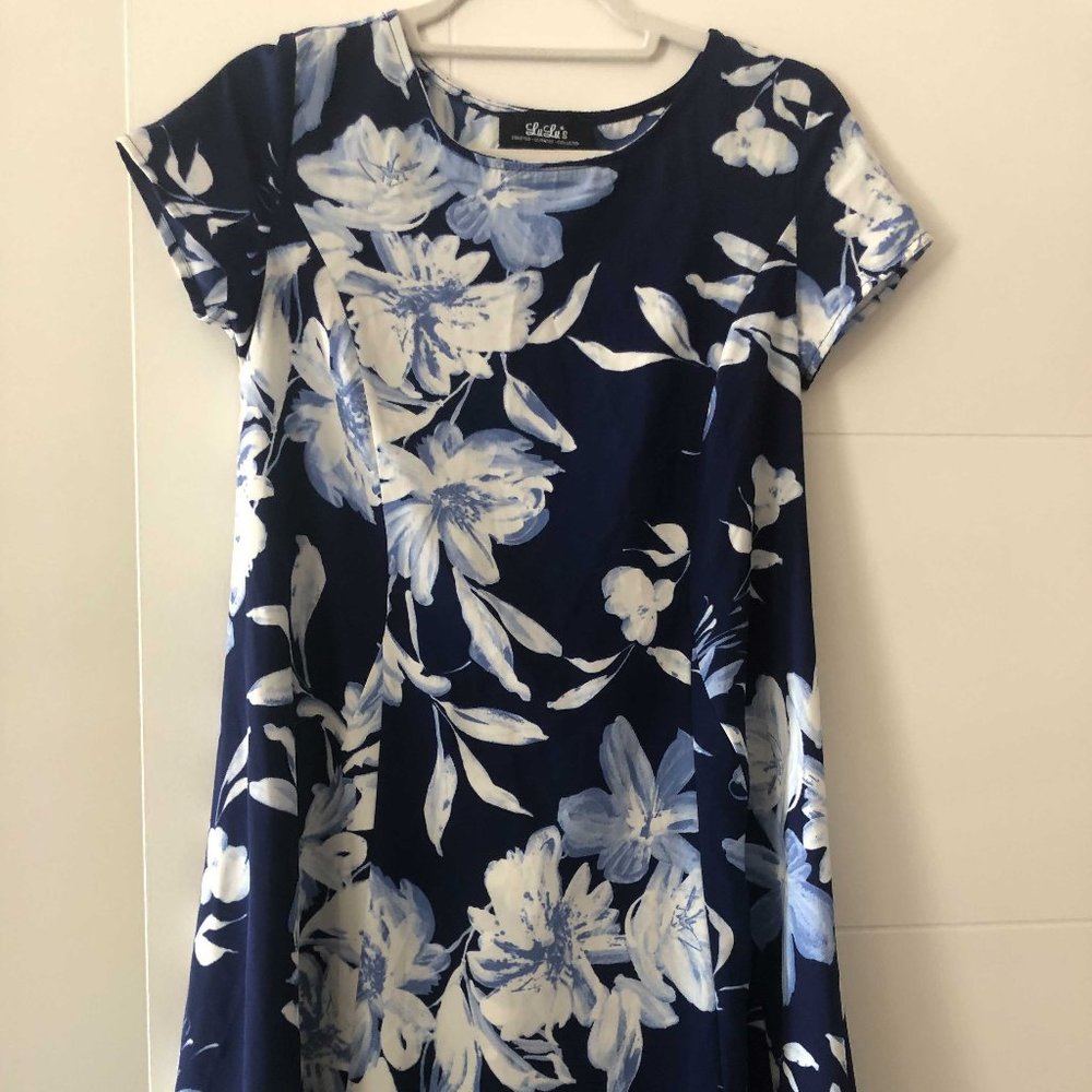 Blue Flowered Lulus Dress- never worn, tags on
